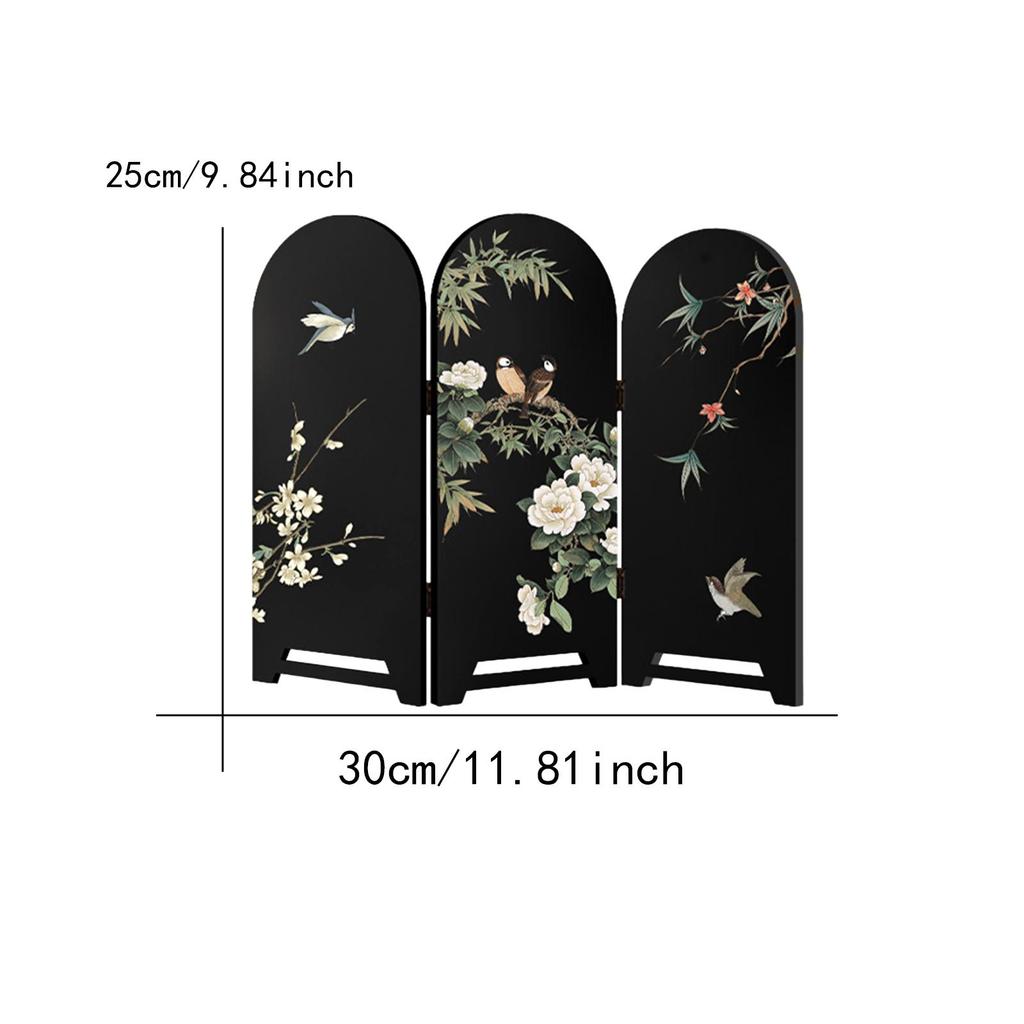 Folding Screen Desktop Wooden Partition Small Decorative Panel Traditional Chinese Art for Housewarming