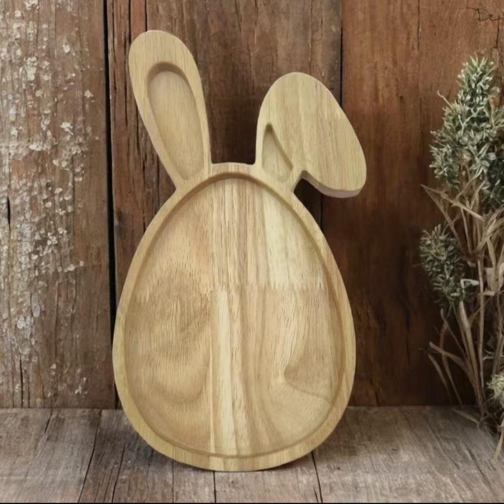 Wooden Holiday Tray: Reindeer, Christmas Tree, Rabbit, Hat Decor