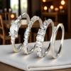 4pcs/set Luxury Crystal White Zircon Ring Sets For Women Vintage Fashion Silver Color Bridal Wedding Bands Engagement