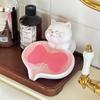 1pc Cute Cat Soap Dish - Bathroom Countertop Organizer with Drainage, Non-Slip Base, Pastel Pink & White Decor - Soap Holder