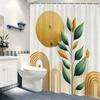 Bohemian Style Tropical Plant & Geometric Print Polyester Shower Curtain - Stylish Bathroom Decorative Curtain