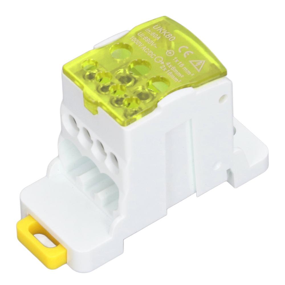 Colorful 690V DIN Rail Distribution Box 80A Blue Green Yellow Terminal Block Terminal Junction Box Power Distribution