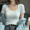 MJ STYLE Women's U-Neck Slim Fit Short Sleeve T-Shirt