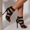 Fashion 2025 New Summer Women's High Heels Stiletto Women's Sandals Fashion All-match Zipper Sexy Open Toe Buckle Sandals Women Party