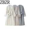 Za Autumn and Winter New Arrivals Women's Clothing Zr European and American Style Fashionable Versatile Casual Lace-Up Cuff Woolen Coat