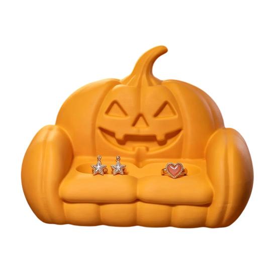 Decorative Holiday Display Tray Halloween Jewelry Tray, 3D Printed Ghost Pumpkin Couch Shaped Trinket Dish, Party Table Centerpiece Gothic Small Dish