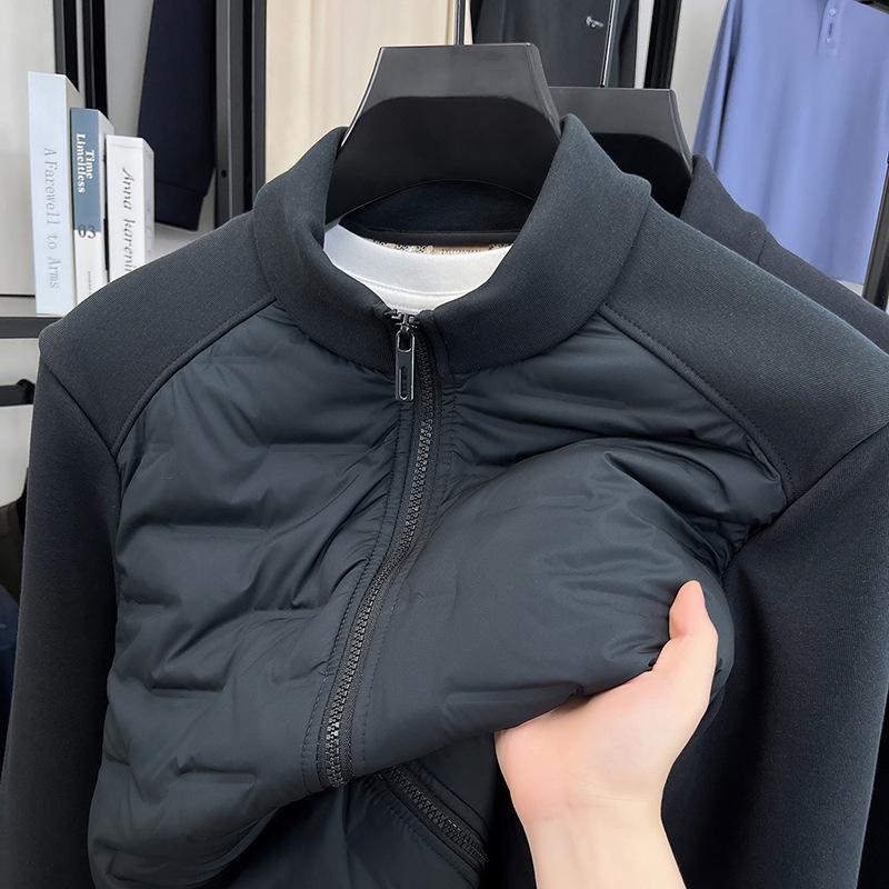 

Мужская стеганая куртка-кардиган с воротником-стойкой, пэчворк, коллекция Осень/Зима 2025 - Легкая, универсальная и теплая повседневная верхняя одежда. 2XL темно-синий