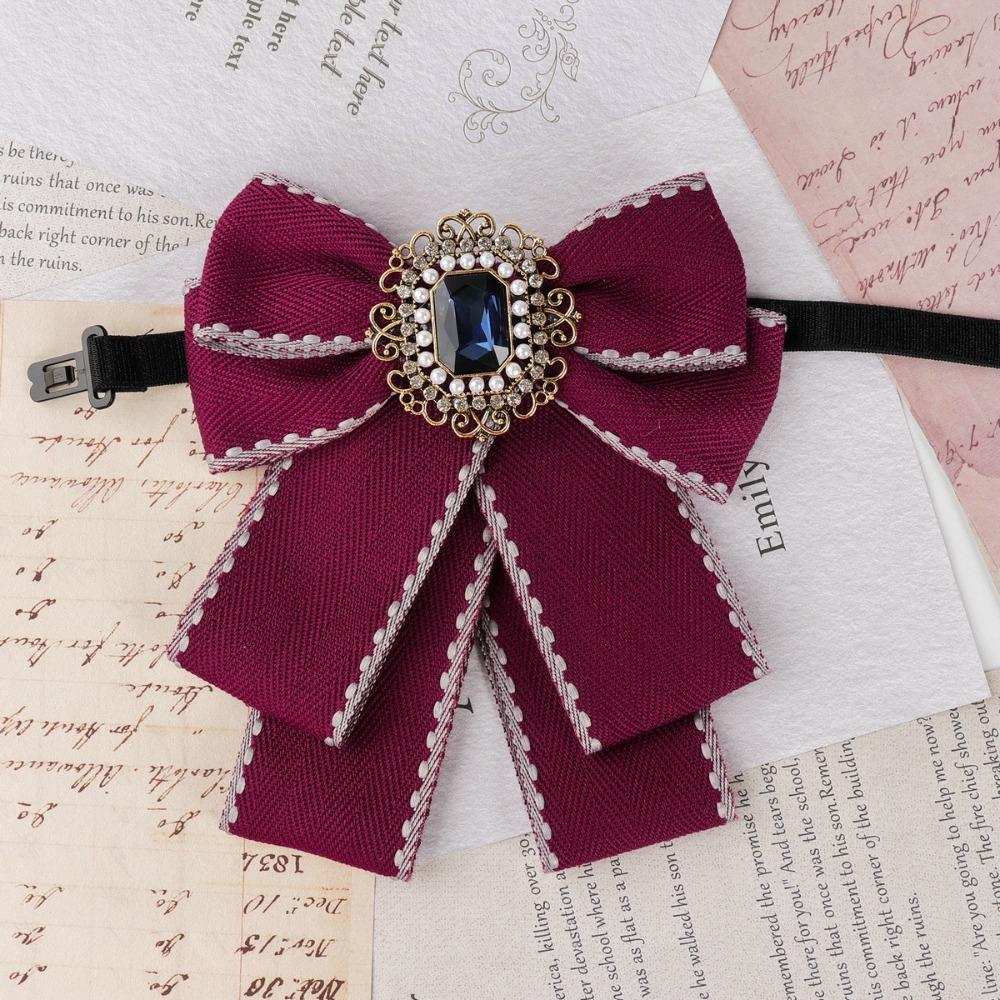 

Solid Color Rhinestone Collar Flower British Style Blue Crystal Gentleman s Bow Tie Adjustable Neck Decoration