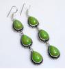 Solid 925 Sterling Silver Green Copper Turquoise Gemstone Handmade Designer Dangle Earring Charm Jewelry
