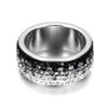 VQYSKO Jewelry Bling Charms Rings For Women AAA Crystal Elegant Stainless Steel Rings With white and black Crystals
