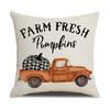 Autumn Harvest Pillow Cover Plaid Maple Leaf Truck Pumpkin Pillow Pillow Cover Home Cushion Cover