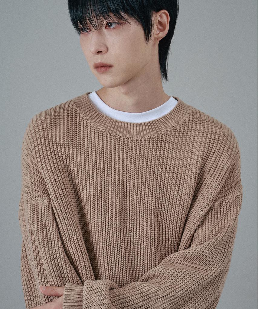 Mubeun Oversized Hazzi Round Knit Beige