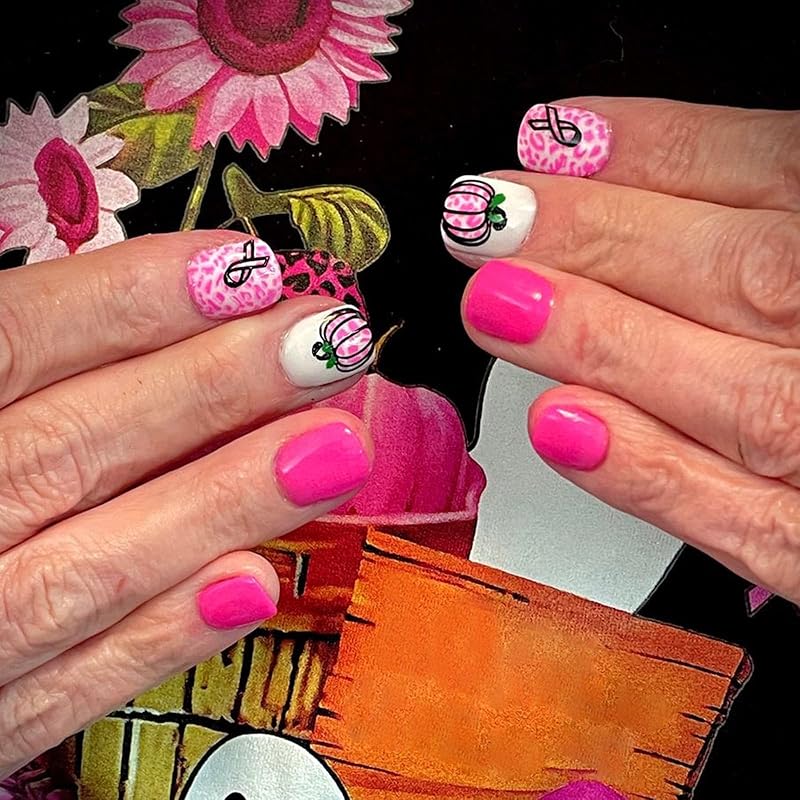 Leopard Print French Tip Press on Nails Medium Square Fake Nails with Gold Glitter Designs Acrylic Glue on Nail Pink Glossy False Nails Full Cover