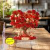 Bohemian-Style Crystal Heart-Shaped Rose Tree with Red Roses & Golden Hearts - "Love" Inscription, No Batteries Needed, Romantic Home Decor for Vale