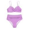 Costume da bagno bikini push up da donna costumi da bagno solidi sexy costume da bagno floreale femminile costumi da bagno increspati XL bikini a vita alta donna