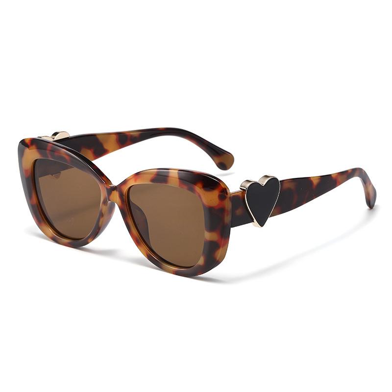 New Cat-eye Large-frame Heart-shaped Sunglasses Fashionable Uv-protective Sunglasses 9028