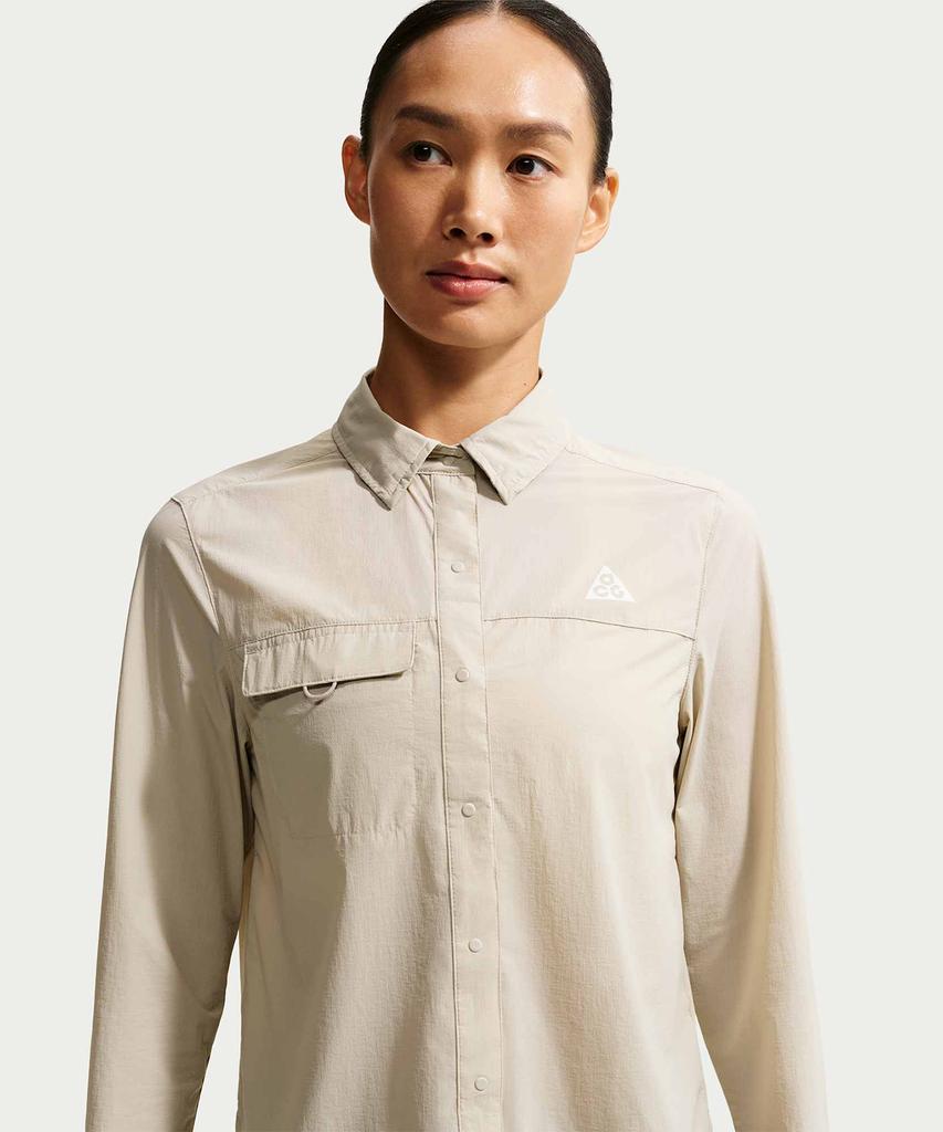 NIKE Acg Aries Button-Up Long Sleeve Trail Running Top W - Cream Ii: Summit White / Ir7297-236