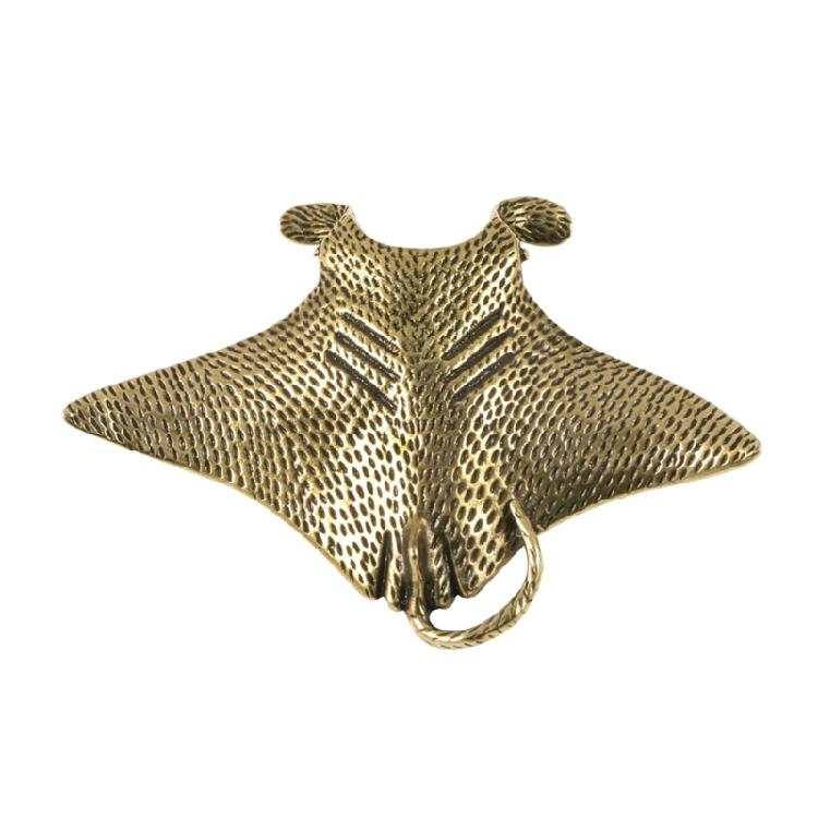 

Brasses Art Piece Traditional Chinese Manta Ray Model Antique Metal Marine Life Minaiture Statue for Home Office Decors