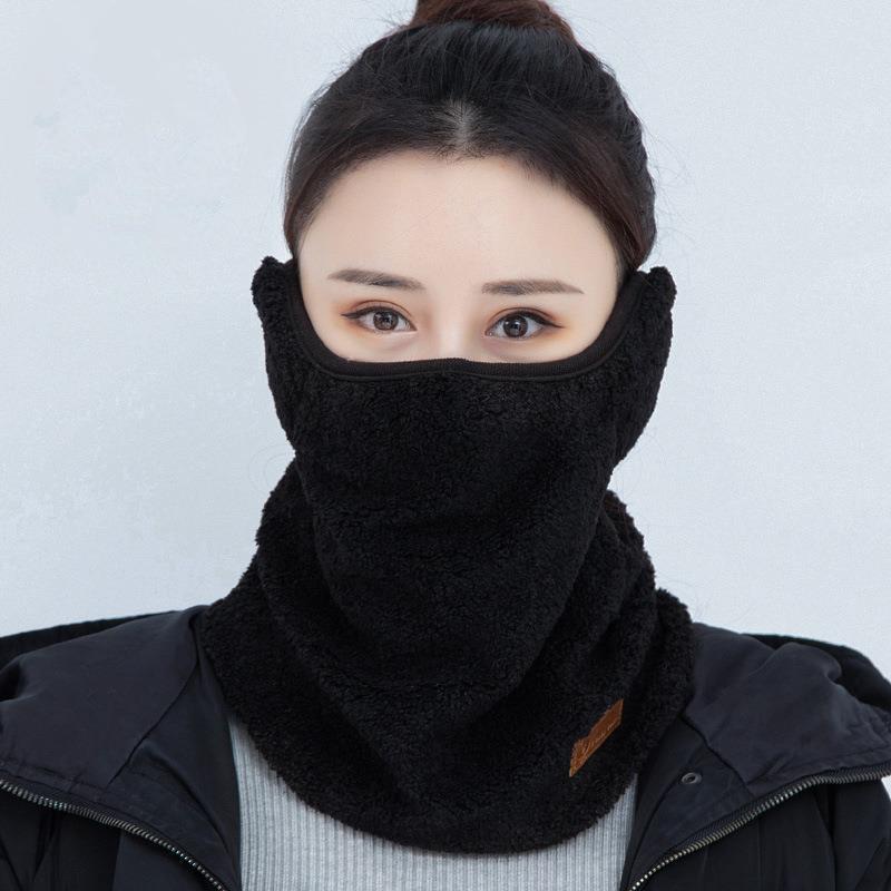 

Winter Windproof Mask For Women Men Neck Face Ear Protection Masks Plus Velvet Warm Cycling Ski Accessories Solid Color чёрный