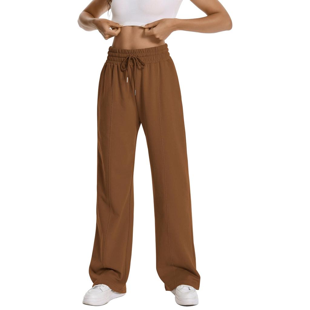 Womens Wide Leg Palazzo Pants High Waisted Adjustable Tie Knot Flowy Trousers Casual Loose Pant With Pockets