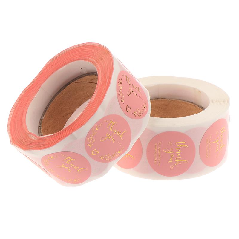 500 ks na roli nálepka s poděkováním Nálepka s pečetí Růžová nálepka s papírovou nálepkou