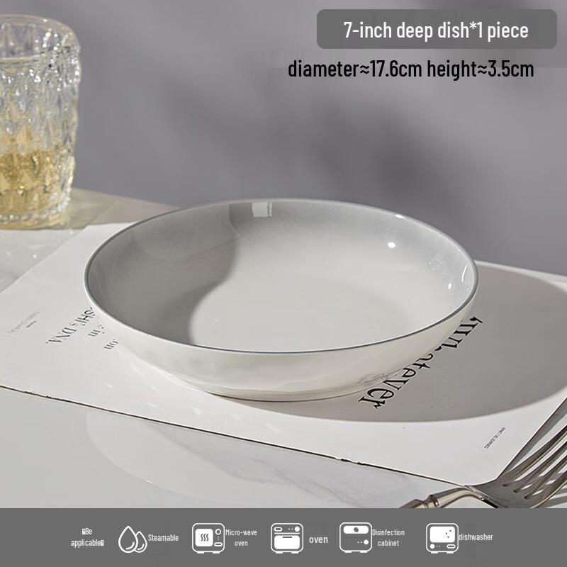 

Jingdezhen Underglaze Ceramic 7-inch Round Rice Plate