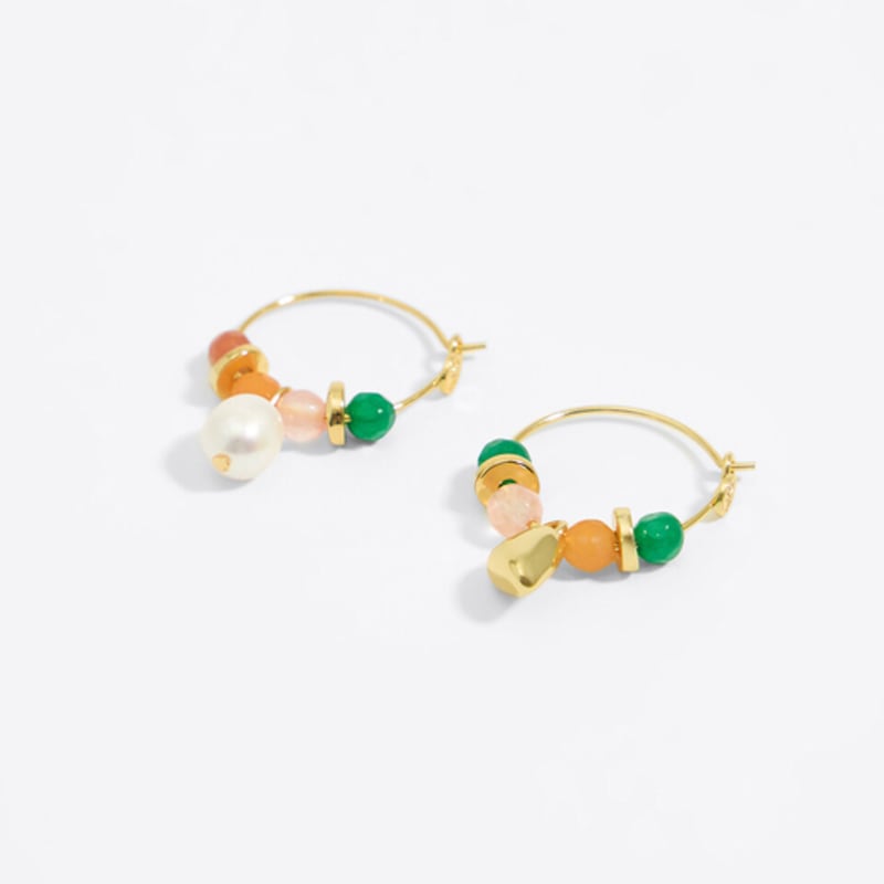 BIMBA Y LOLA Multi-Stone Hoop Earrings B246AIW013GNF