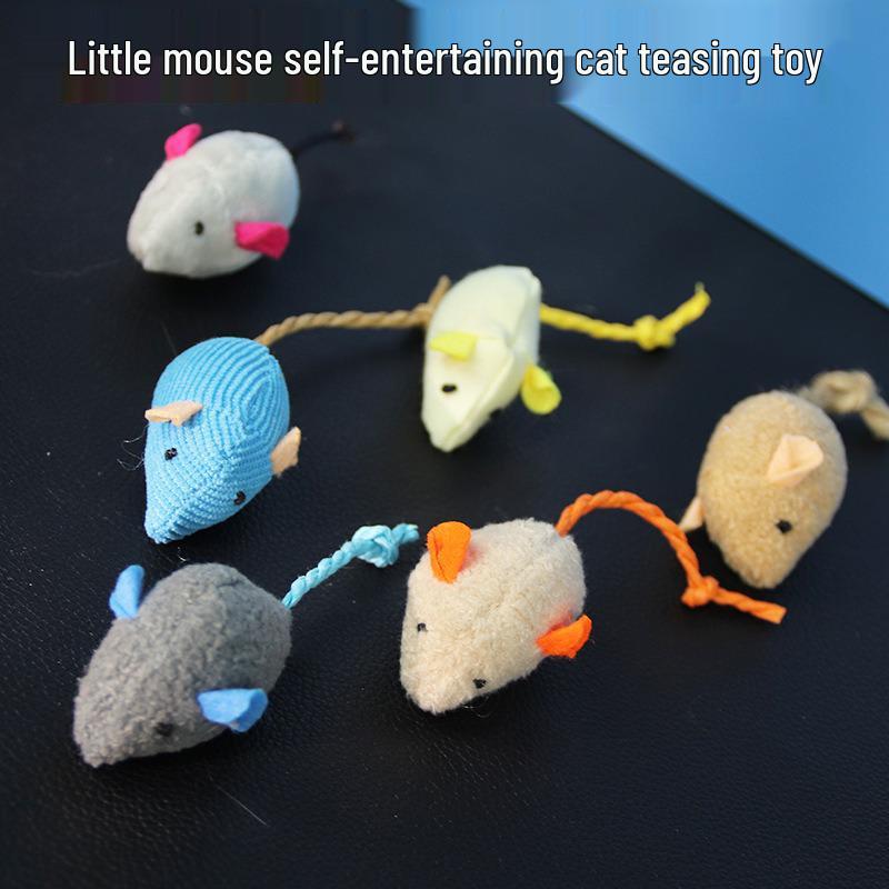 Cute Plush Mint Mouse Cat Toy for Self-Entertainment and Relief