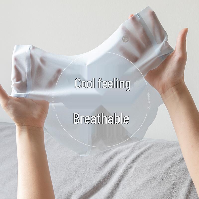 Culottes sans couture pour femme avec fond en soie antibactérienne - Respirantes, sans marques, en soie glacée fine, forme triangle, pour l'été