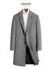 Men's Mid-Length Wool Overcoat with Cotton Padding and Suit Collar - Casual Plus Size