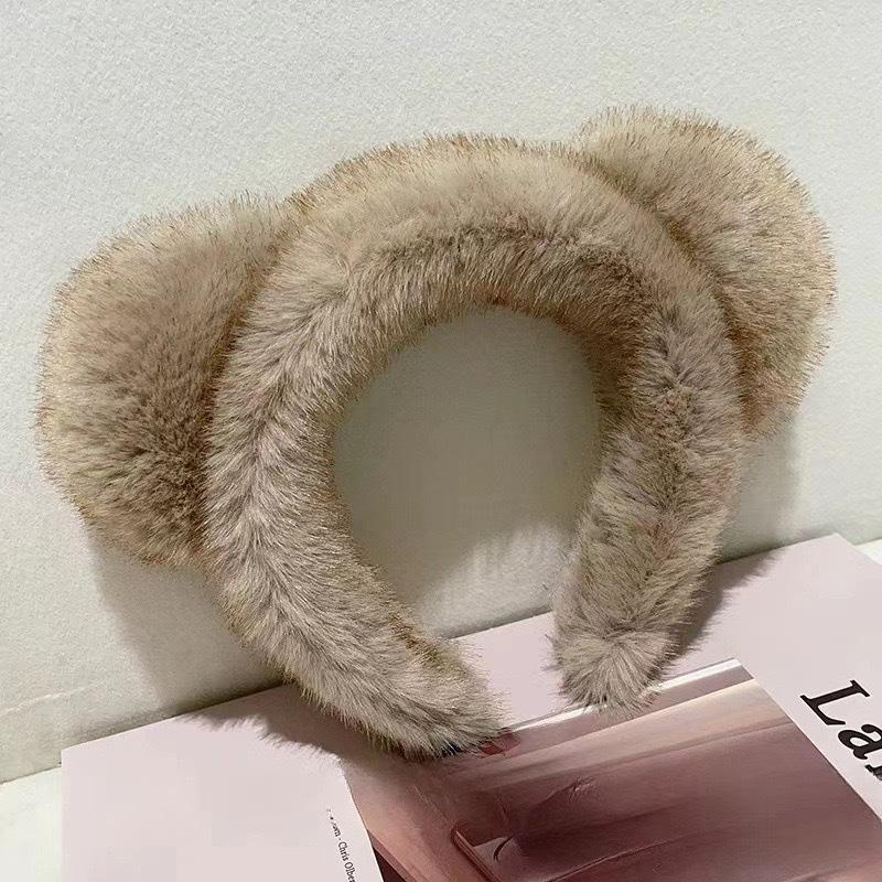 Imitation Mink Fur Wide Edge Headband for Women - Autumn/Winter Face Washing Accessory