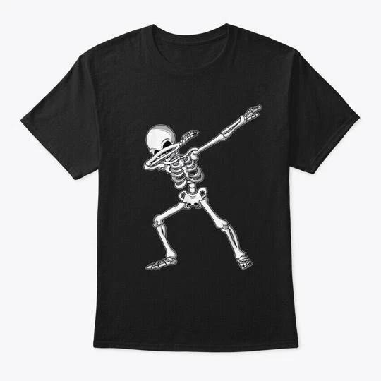 Dabbing Skeleton Funny Halloween T-Shirt Made in the USA Size S to 5XL L