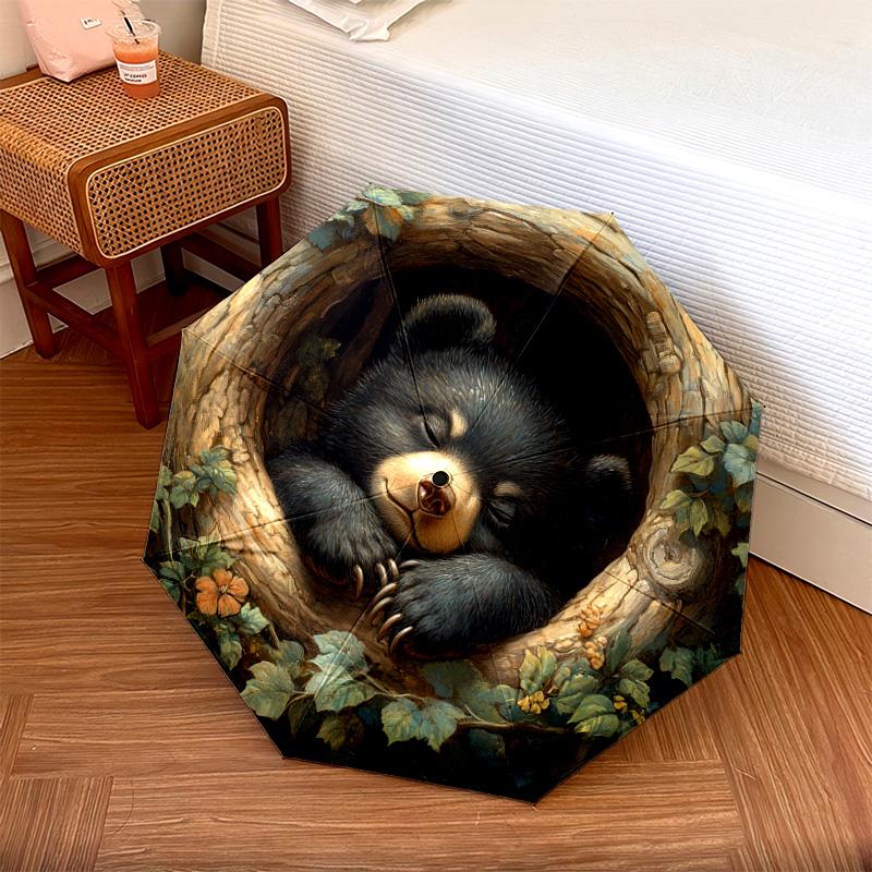 

1 PC Automatic Folding Umbrella - Bear Cub Pattern, Portable & Foldable Design with 8 Ribs, Christmas Birthday Gifts