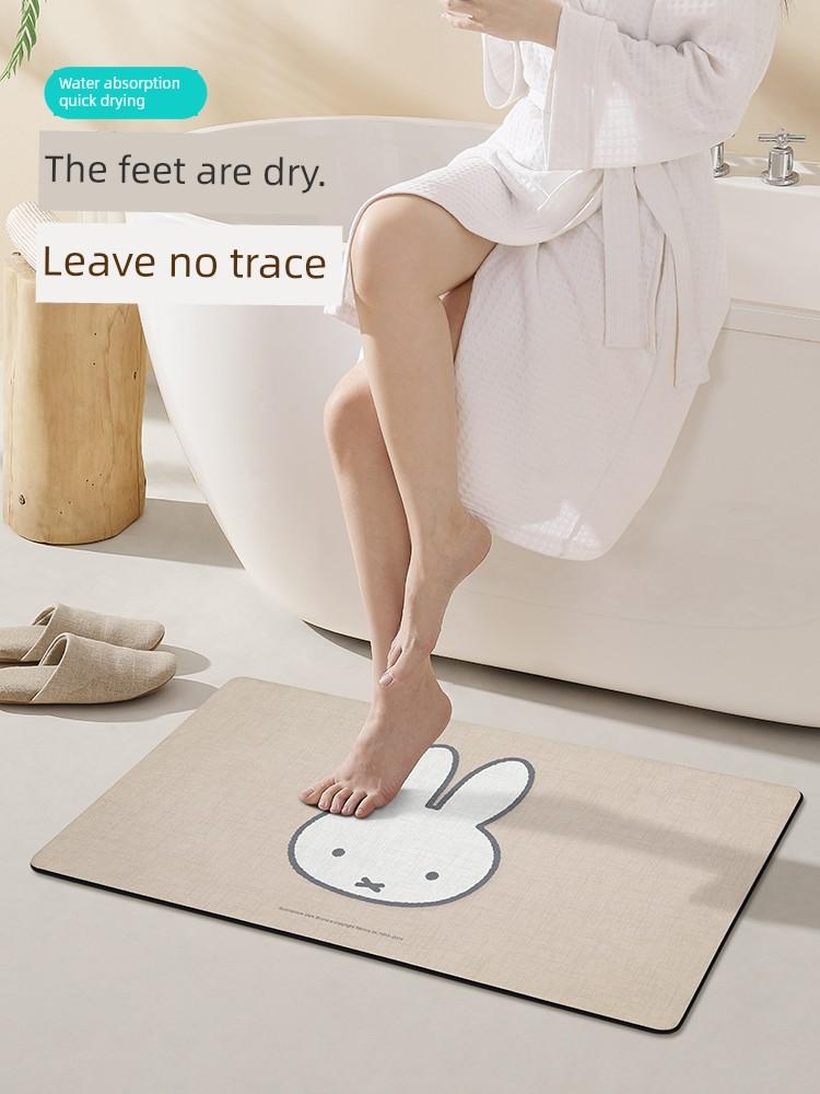 Miffy Collaboration Soft Diatomaceous Earth Mat Bathroom Bedroom Toilet Door Mat Water-Absorbent Non-Slip Household Foot Mat