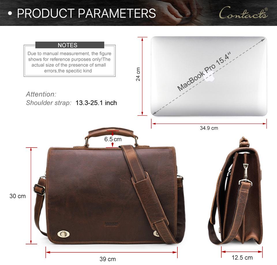 Black Angel Genuine Leather Men's 14-inch Laptop Business Briefcase