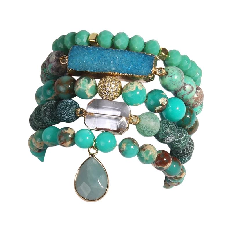 Elegant Stone Bracelet Handmade Beads Jewelry Natural Stone Jewelry Stone Texture Perfect for Friend or Lover Present