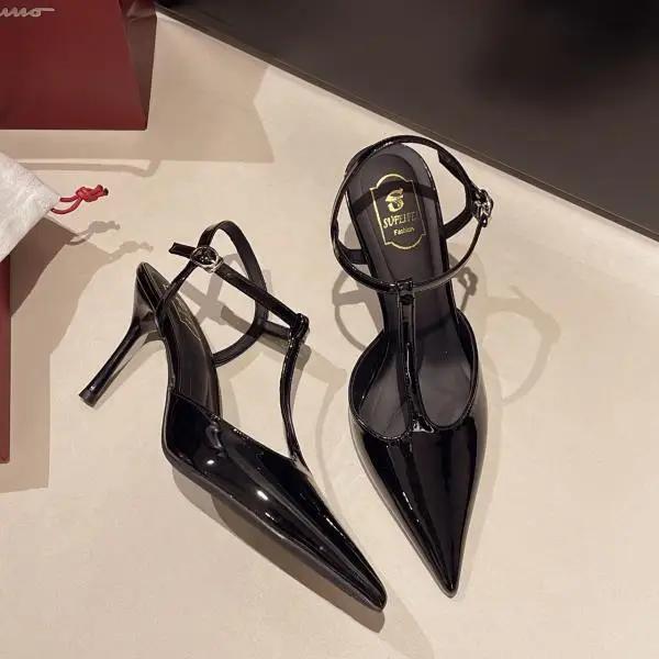 Women Shoes Orange Beige High Heels Sexy Pump Sandals Ladies Classic Style Slingback Pointed Wedge White 12cm Retro Big Summer C
