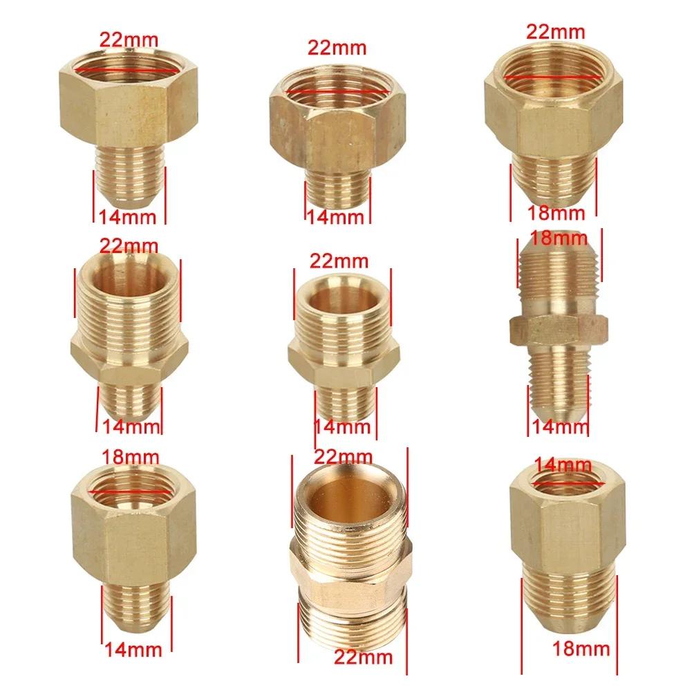 Brass 3/8" 1/4" M14 M18 M22 Thread Connector Male Female Adapter for High Pressure Washer Torch Transitional Joints Pipe Fitting