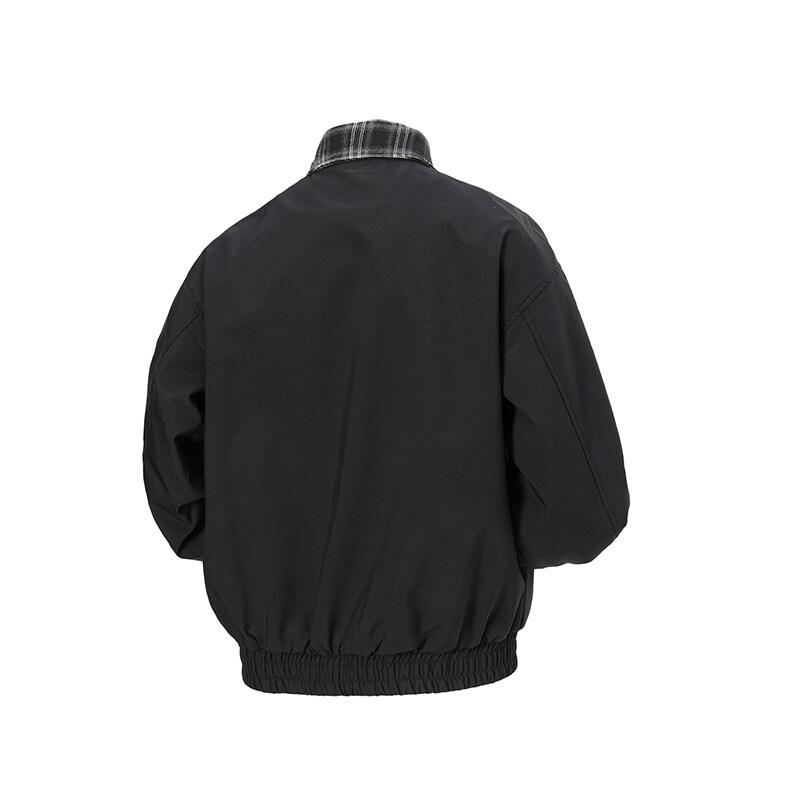 Nueva Llegada Chaqueta de Hombre de Dos Piezas Falsas Moda de Primavera Patchwork de Cuadros Abrigo con Cremallera Casual Cuello Vuelto Chaquetas Diarias para Exterior