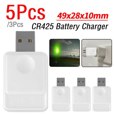 3/5Pc Luminous CR425 Battery Charger (Battery Not Included) Electric Fishing Float Rechargeable USB Charger For LED Fishing Buoy