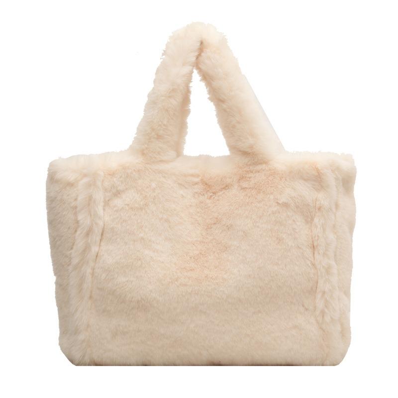 Plush Bag Simple Underarm Crossbody Solid Color Handbag Casual Tote Bag