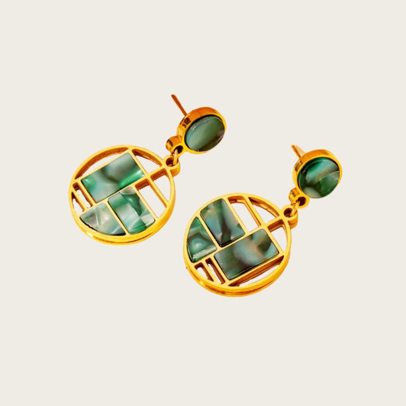 

Серьги-капли в форме сердца из 18-каратного золота с перламутром из титановой стали - Европейская и американская нишевая роскошь