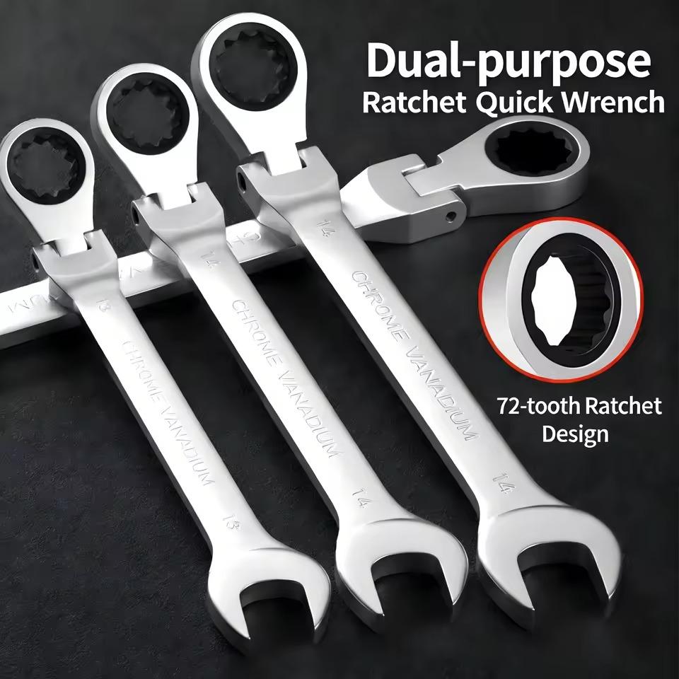 1pc Adjustable Hook Ratcheting Combination Spanner Wrench Set Stainless Steel Hand Tools Ratchet Handle 14mm