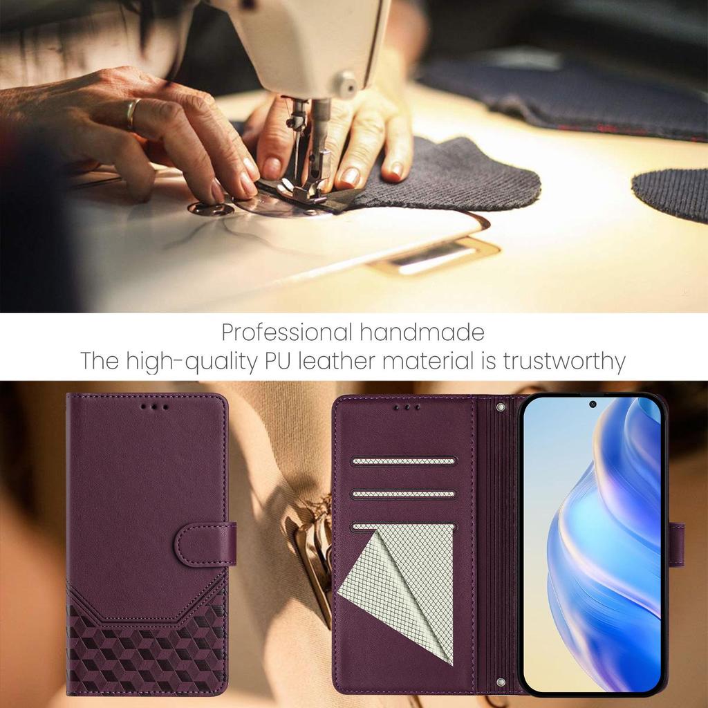 Sharp Aquos R11 Honeycomb Leather Flip Case with Card Holder