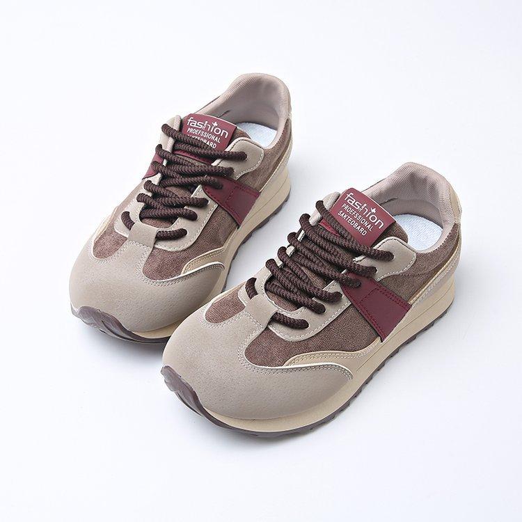 Cocoa Latte~ Women's Shoes Sneakers Forrest Gump Shoes 2025 Spring and Autumn New Casual Platform Splicing German Training Shoes