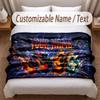 Music Guitar Theme Soft Blanket Personalized Custom Name Text Print Warm Blanket Home Sofa Bedroom Decor