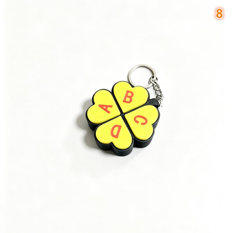 Lucky Four-Leaf Clover Keychain Clickable Buttons Stress Relief Toy Backpack Pendant Party Gift For Kids Adults