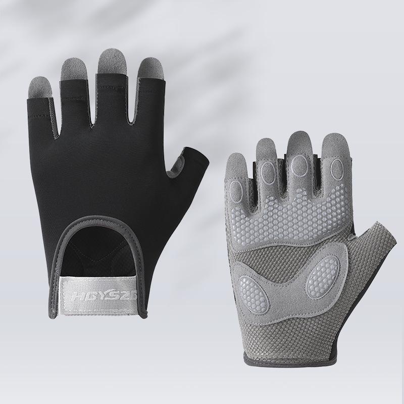 Shock-Absorbing Silicone Fingerless Fitness Gloves: Breathable, Non-Slip, and Wear-Resistant for Yoga and Jump Rope. Medium