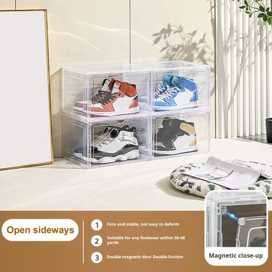 Průhledný úložný box na boty s magnetickými dvířky Velkokapacitní Stohovatelný Průhledný Prachotěsný