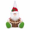 Christmas Woven Candy Basket with Santa and Snowman Figures, Desktop Storage Box for Holiday Party Decorations